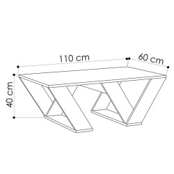 Table basse  KIRA en couleur blanche 110x60x40 cm