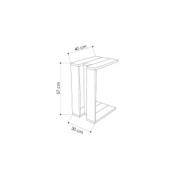 Table d'appoint chêne-anthracite 40x30x57cm