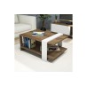 Table basse MILANO  couleur noyer-blanc 80x50x35 cm