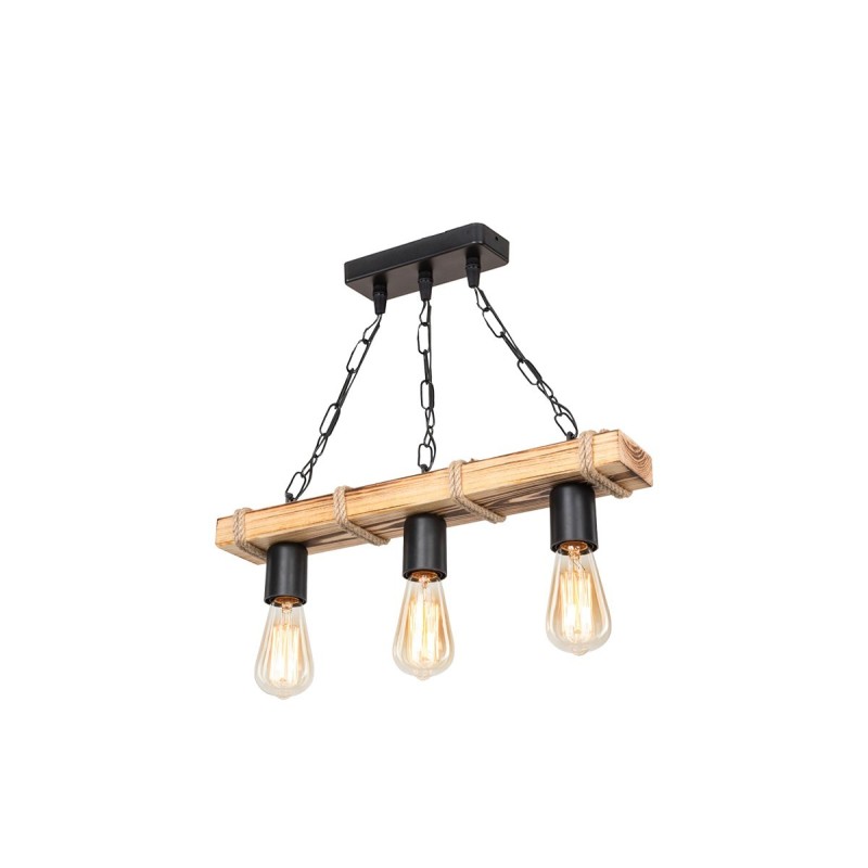 Suspension luminaire Plafonnier  trois lumières Bois  48,5x10x47cm