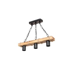 Suspension luminaire Plafonnier  trois lumières Bois  48,5x10x47cm