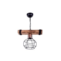 Suspension luminaire Plafonnier 1 lumière  E27 Bois-noir 28,5x15x50cm