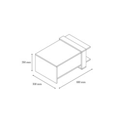 Table basse MILANO  couleur noyer-blanc 80x50x35 cm